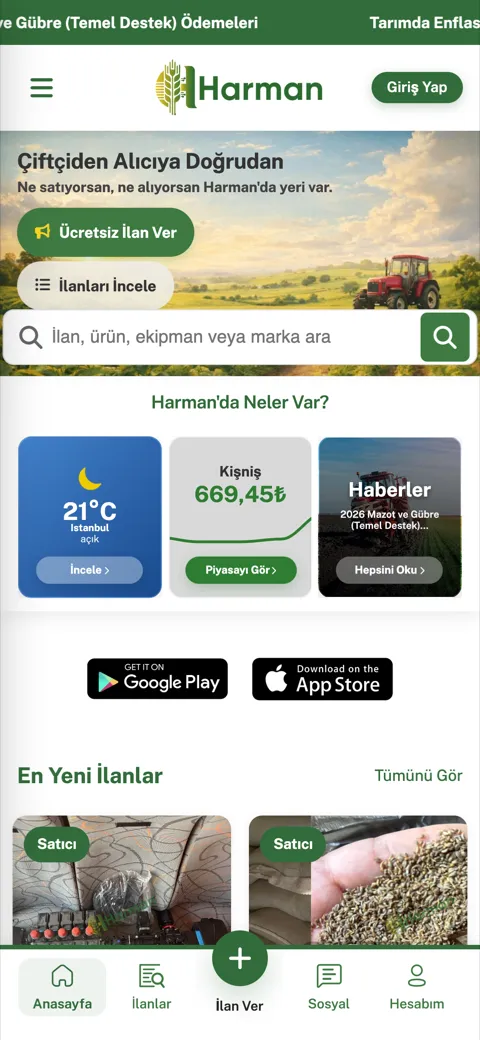 Harman uygulama anasayfa
