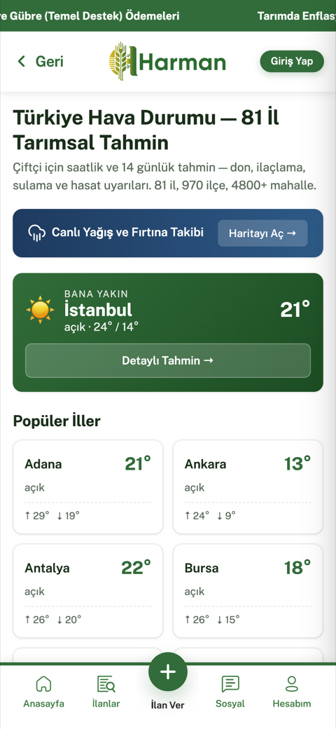 Harman App Hava Durumu ekranı