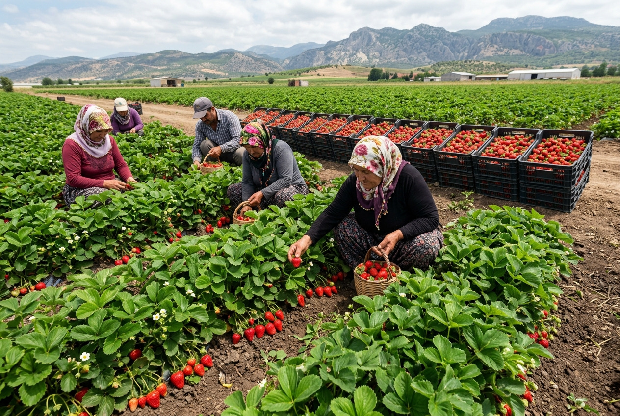 Çilek Fiyatı Yüzde 40,6 Yükseldi: Mersin 69 TL/kg, Kayseri 160 TL/kg ile Zirveye Yerleşti