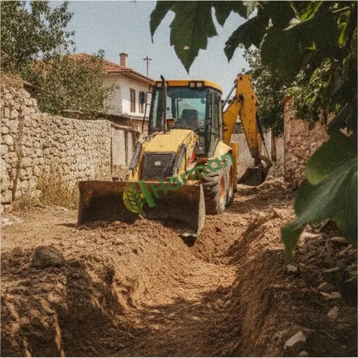 Trabzon Hayrat'ta kazıcı yükleyici hizmeti verilir