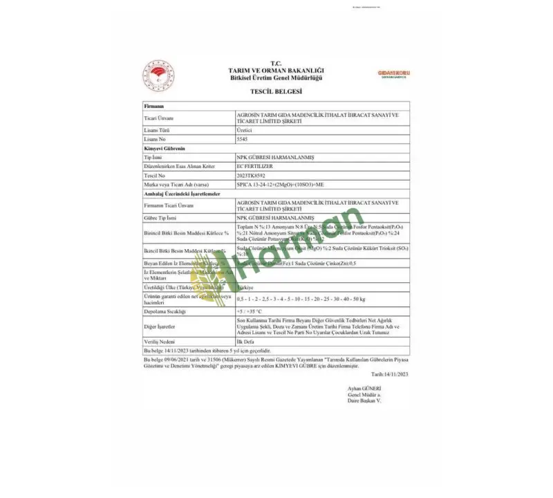 Agrosin Spica 13-24-12 + 2 MgO + 10 SO3 + ME - 50 kg