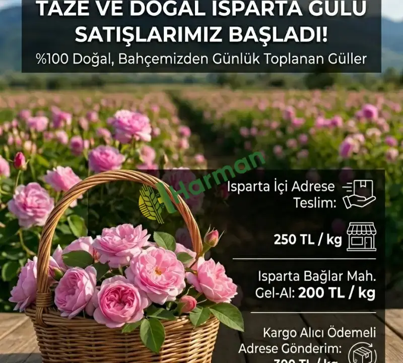 Doğal kokulu ısparta gülü pembe reçellik sirkelik kurutmalık serbetlik
