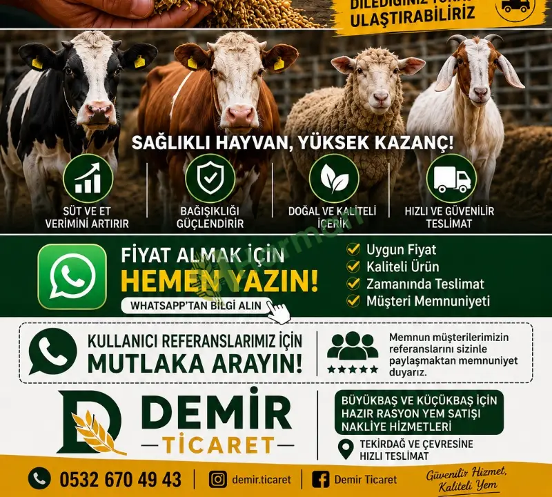 Hazır rasyon yemler TEKİRDAĞ