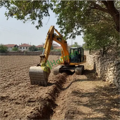 Manisa Gördes'te sulama kanalı kazısı işi yapılır